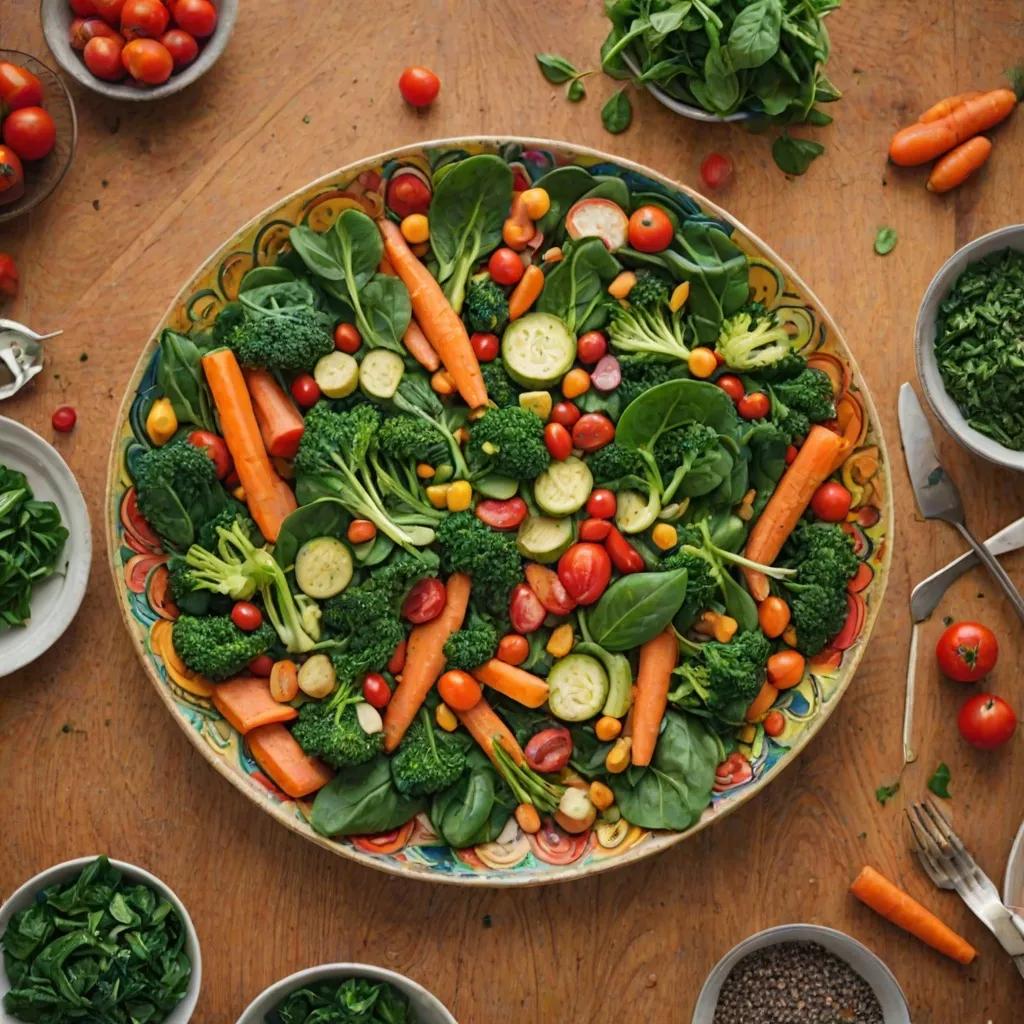 Colorful vegetables rich in dietary fiber