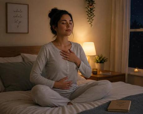 Person practicing relaxation before sleep