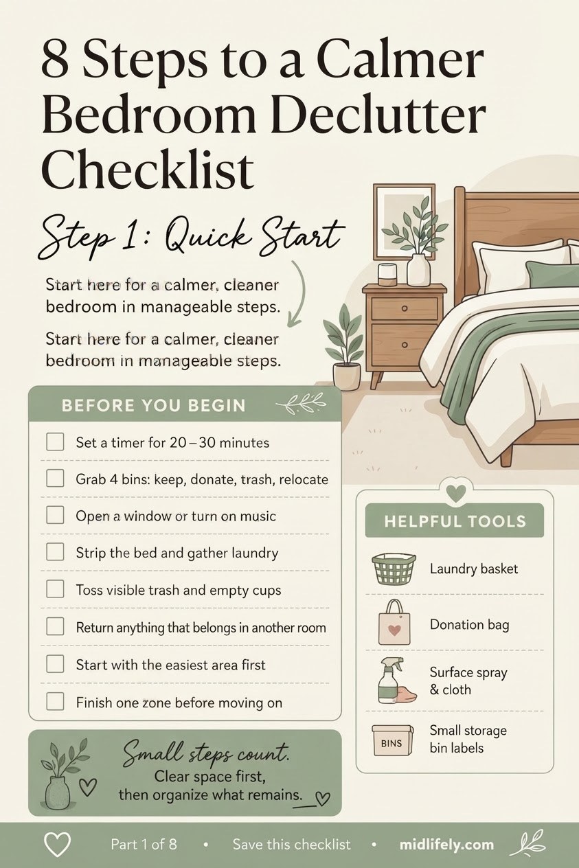 8 Steps to a Calmer Bedroom: Bedroom Declutter Checklist