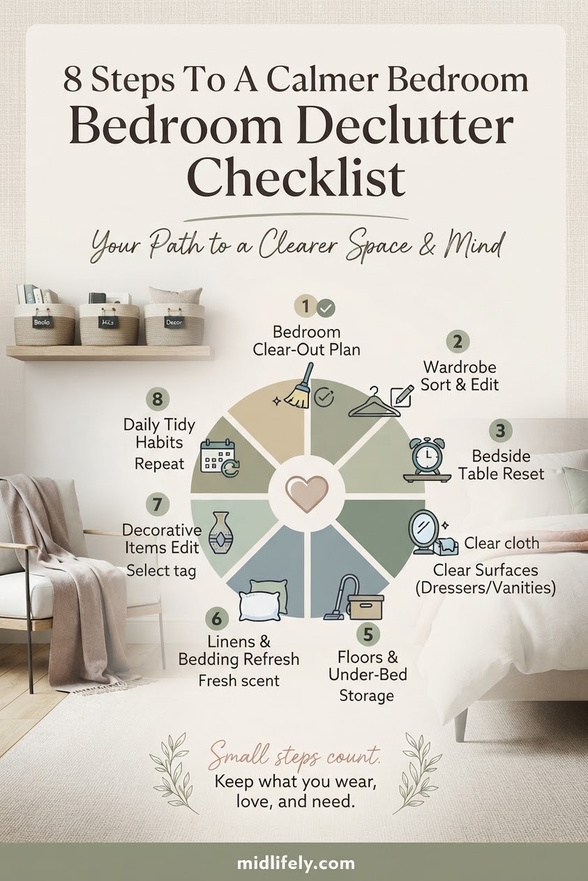 8 Steps To A Calmer Bedroom Bedroom Declutter Checklist