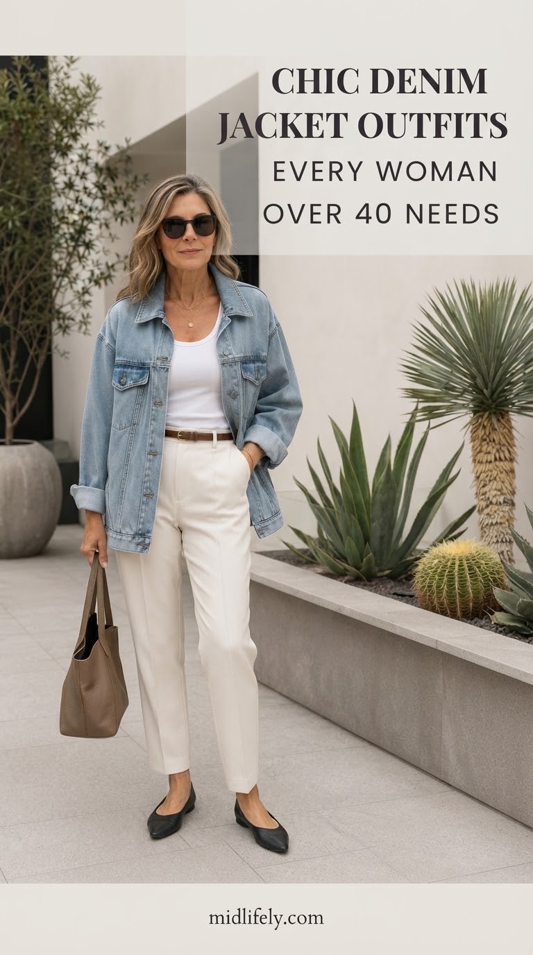 Chic Denim Jacket Outfits Every Woman Over 40 Needs