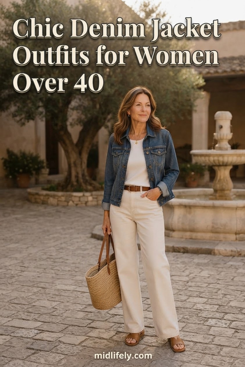 Chic Denim Jacket Outfits for Women Over 40