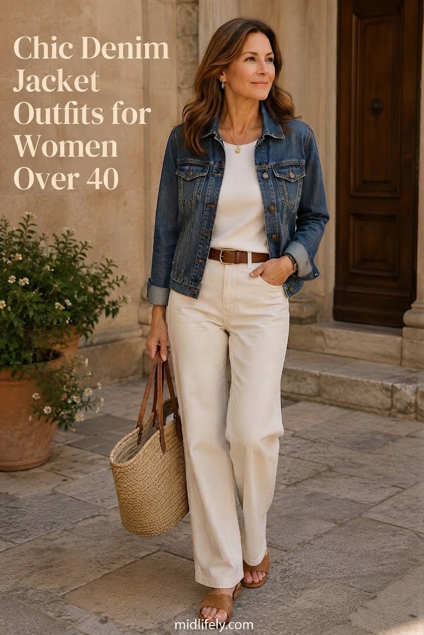 Chic Denim Jacket Outfits for Women Over 40