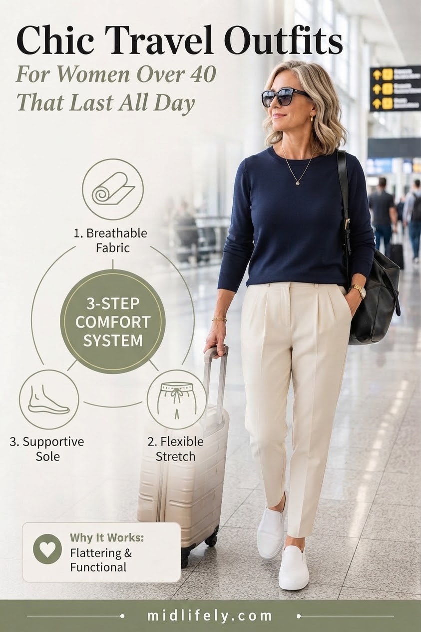 Chic Travel Outfits For Women Over 40 That Last All Day