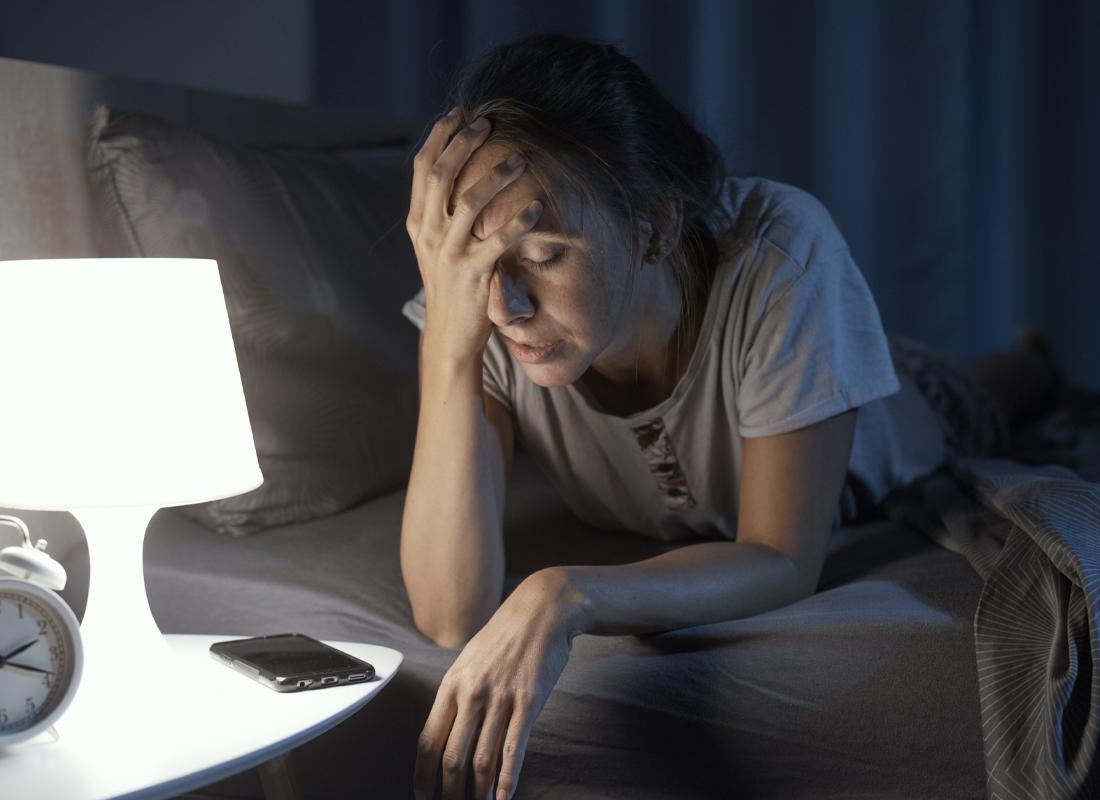 Woman awake during restless night